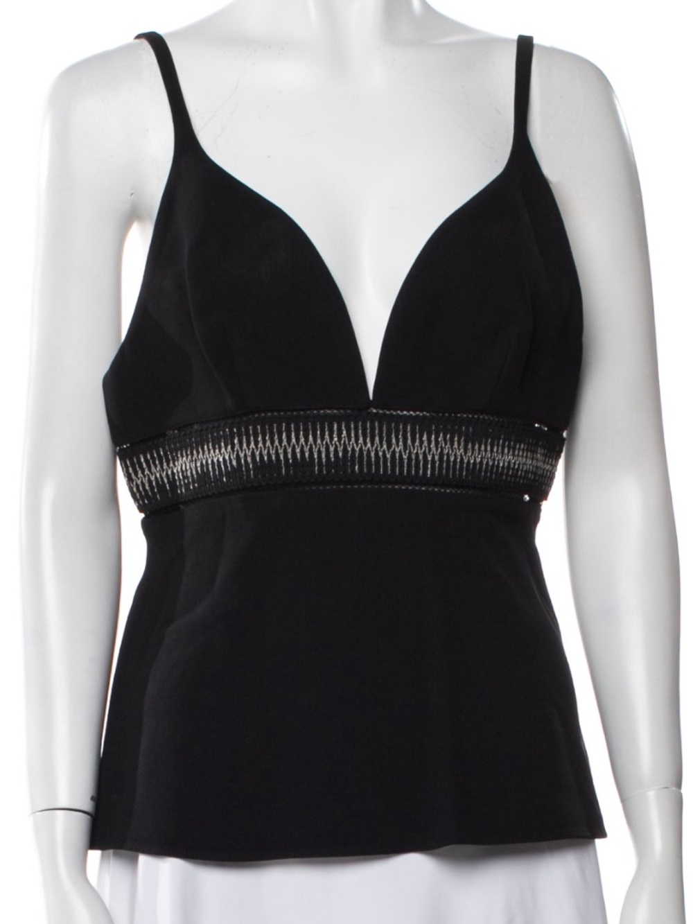 Balenciaga Black Spaghetti Strap V-Neck Peplum Top